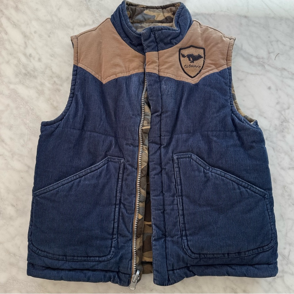 Upcycled OshKosh Boys Corduroy Camouflage Vest Fits Ages 7-8 Iron & Resin Moto - Picture 7 of 8